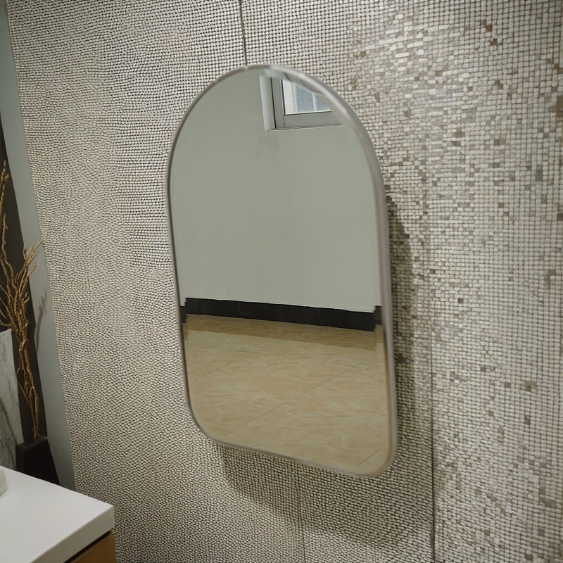 Half Pill Shaped Stainless Steel Wall Mounted Mirror Item # DZ FM (16)